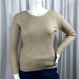 NWOT Gold Shimmer Long Sleeve Sweater  Size 14/16